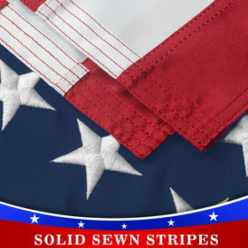 DANF FLAG reinforced header and four-row stitching withstand high winds.