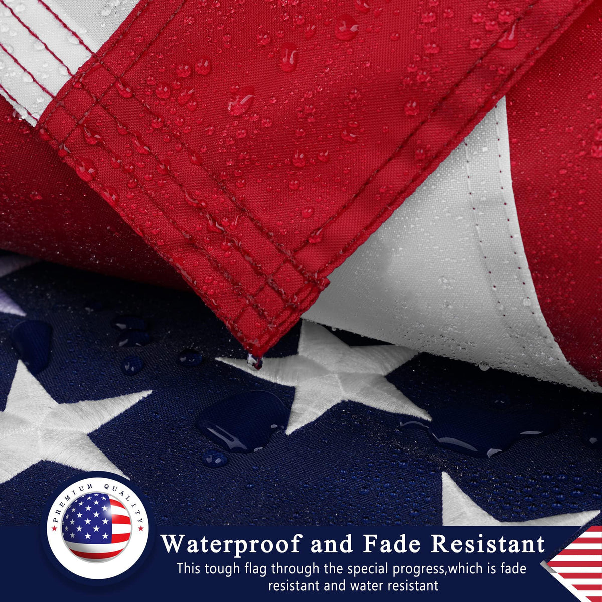 DANF FLAG sewn stripes detail shows durable double-needle stitching.