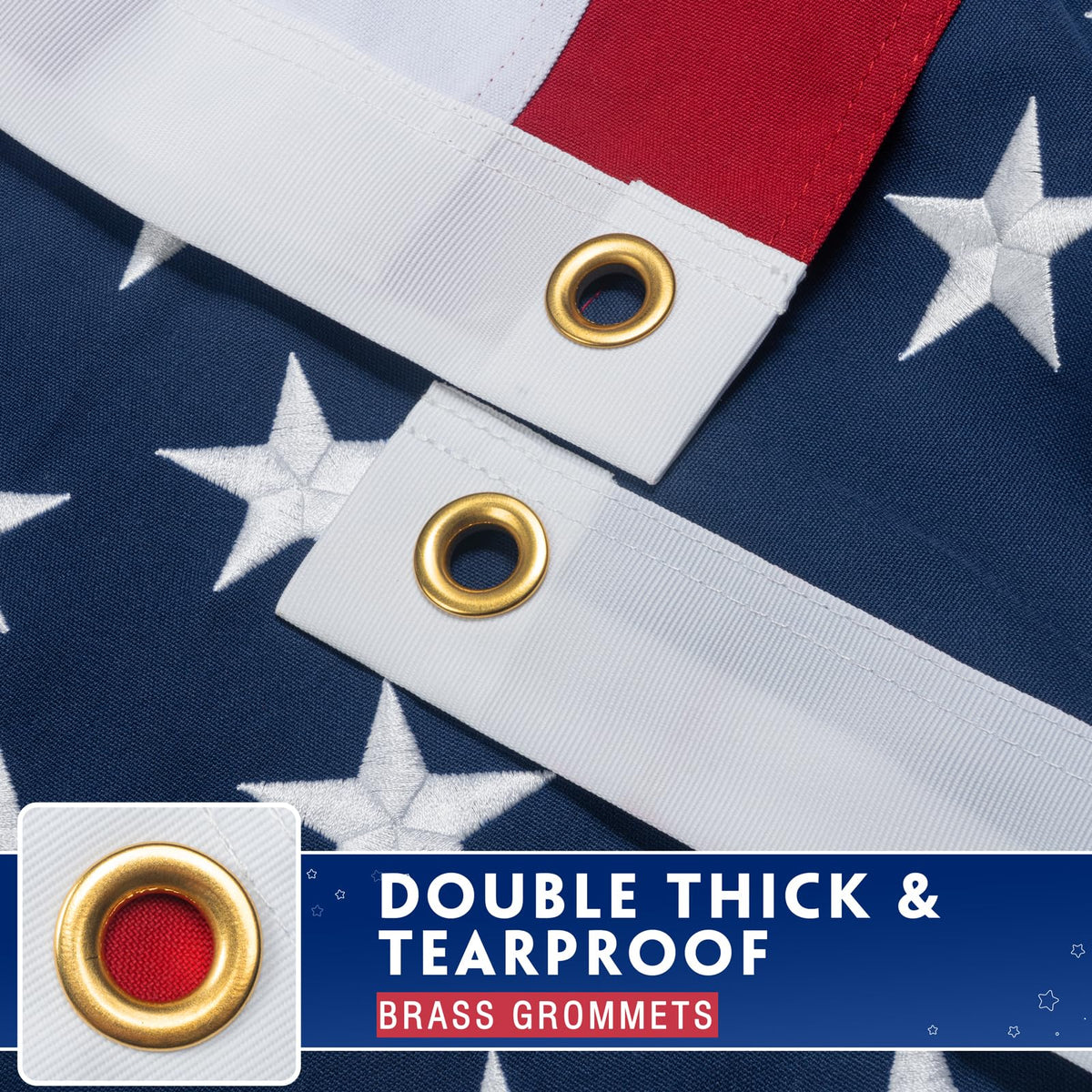 DANF FLAG flag with embroidered stars for a polished patriotic look outdoors