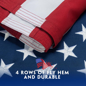 DANF FLAG weather-resistant flag shown in outdoor storefront display