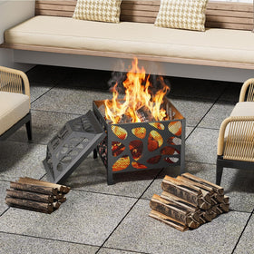 Danluke square fire pit with assembly kit ready for quick setup.