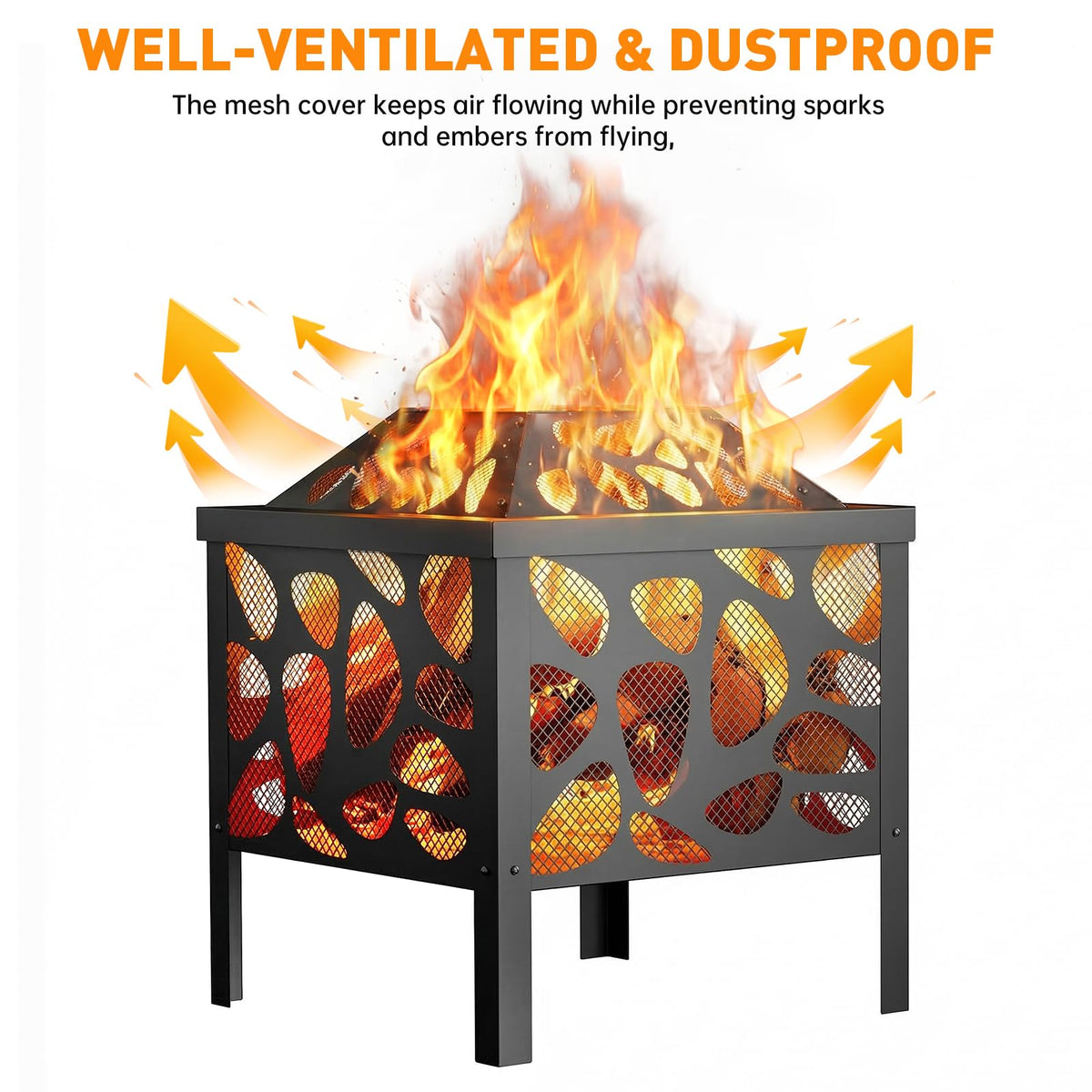 Danluke wood-burning fire pit bowl emphasizing natural flame warmth.