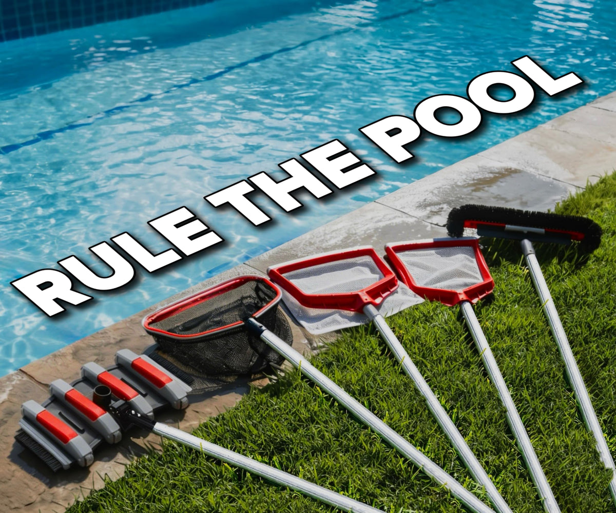 Danny's Pool Products telescopic extension pole with adjustable length reaches deep areas.