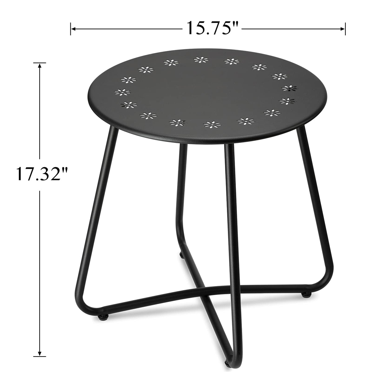 danpinera black steel end table, stable on windy days