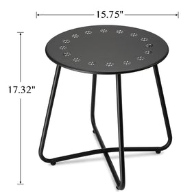 danpinera black steel end table, stable on windy days