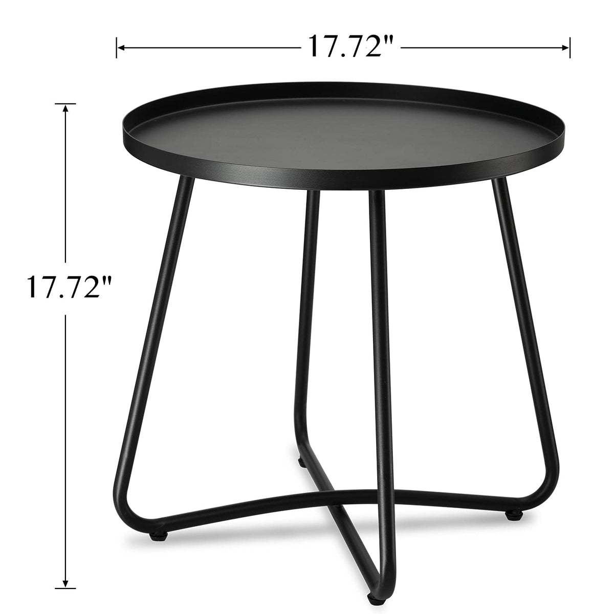 Danpinera outdoor side table with four-footpads feet protecting floors on uneven surfaces.