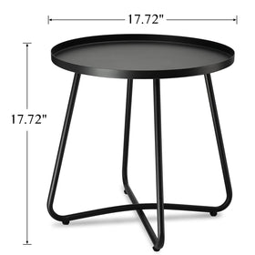 Danpinera outdoor side table with four-footpads feet protecting floors on uneven surfaces.