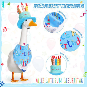 Dansydaisy birthday cake hat detail brings a cute party vibe to yard geese.