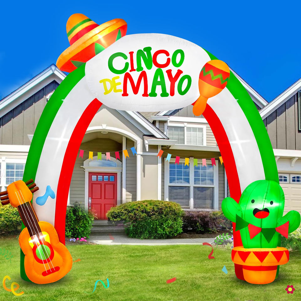 Danxilu Cinco de Mayo inflatable archway with cactus and guitar lights up outdoor celebrations