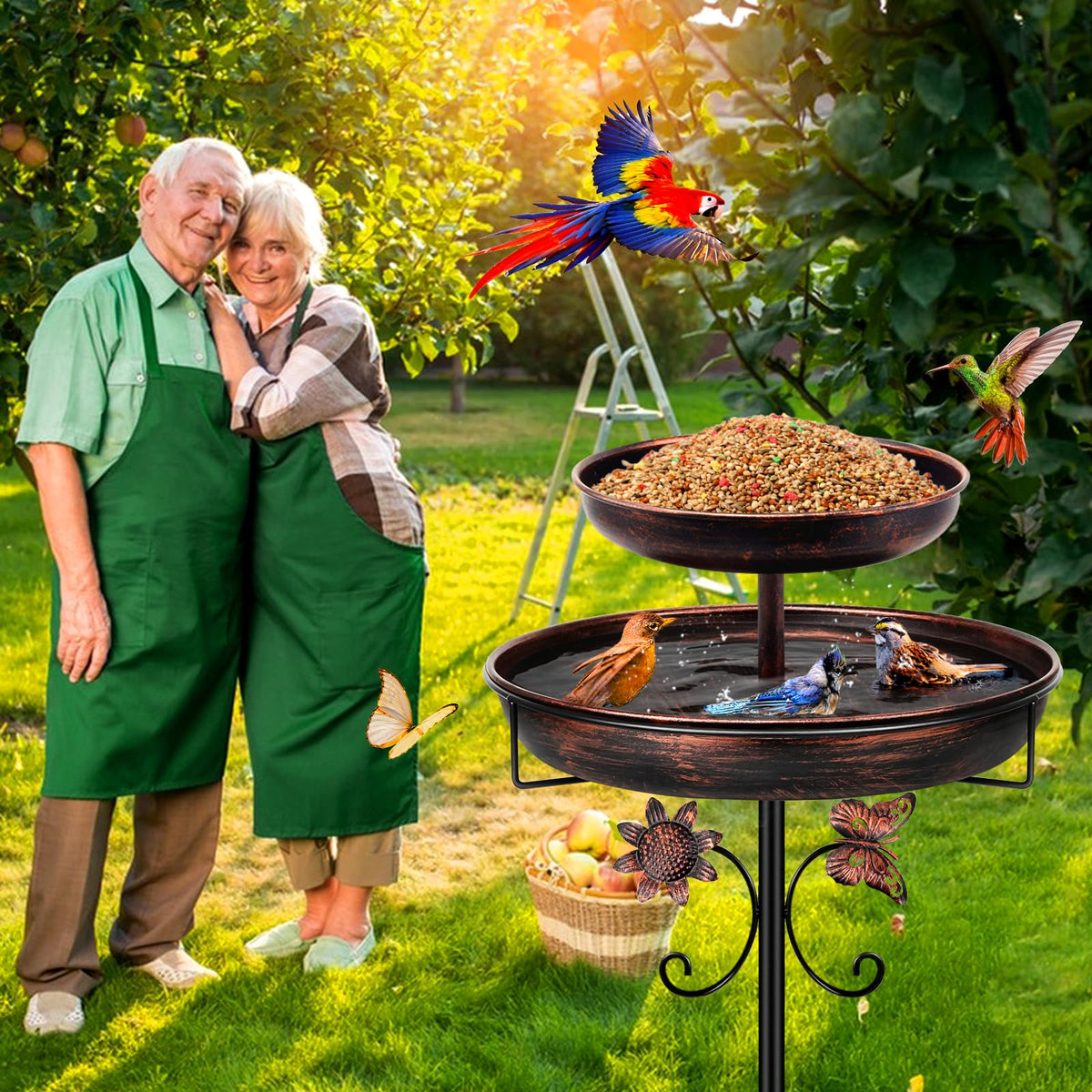Daoeny garden decor antique bronze bird bath enhances yard appeal