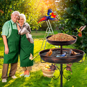 Daoeny garden decor antique bronze bird bath enhances yard appeal