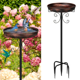 Daoeny 35in metal bird bath with five-pronged base for stable outdoor display.