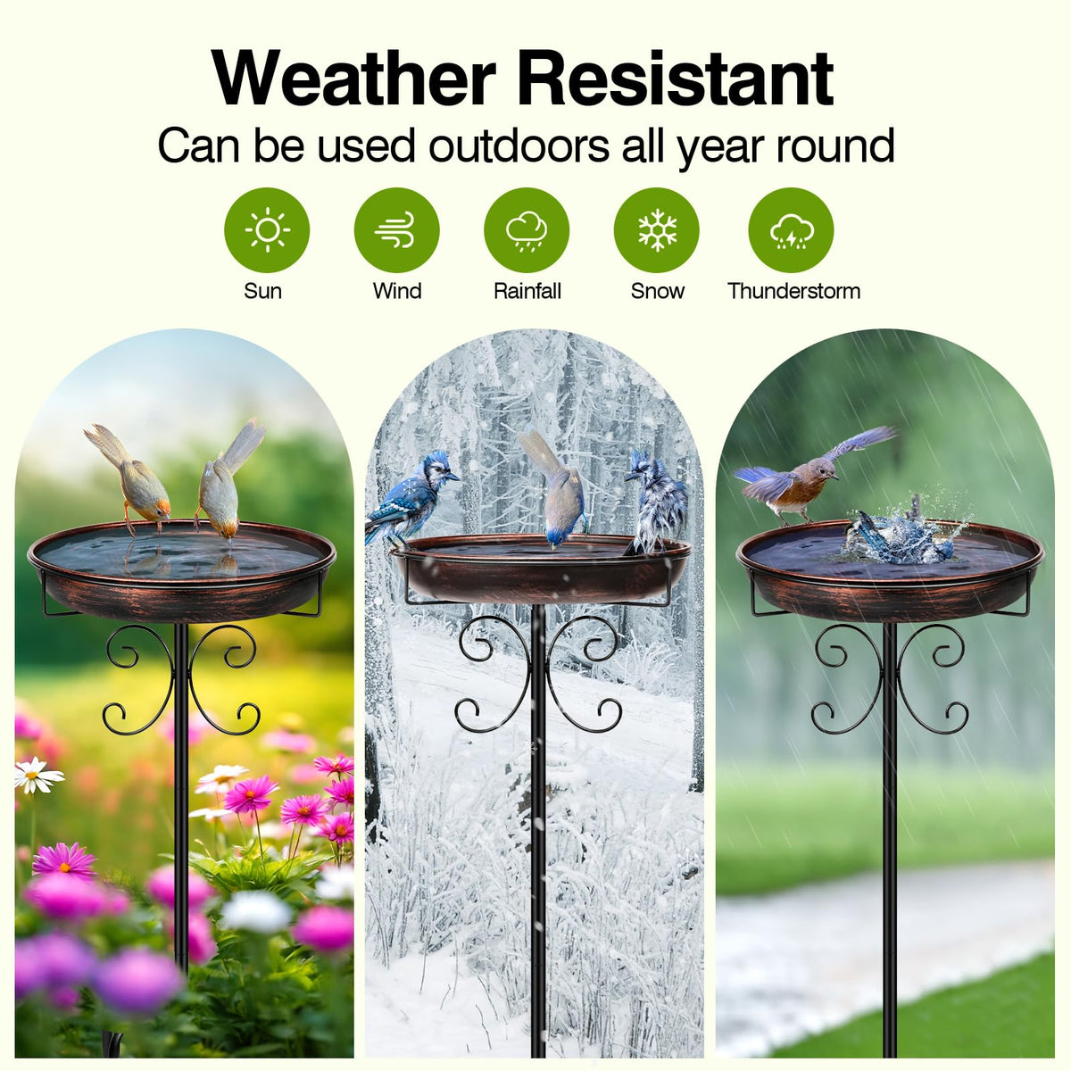 Daoeny all-metal construction ensures durability and rust resistance outdoor.