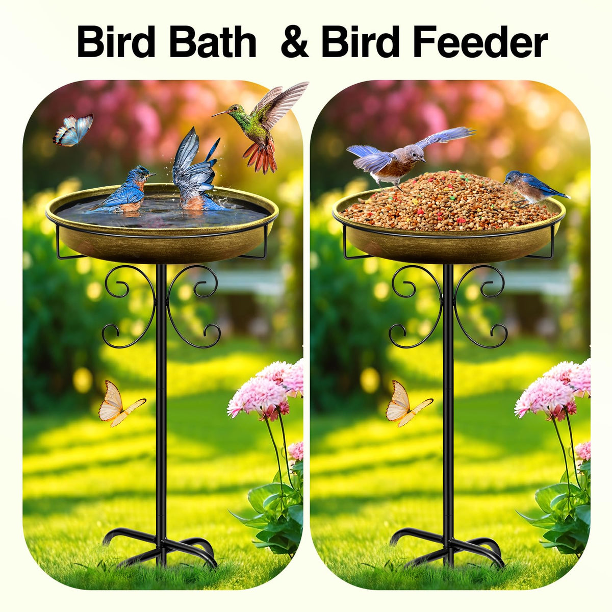 Daoeny bird bath with easy-install, no-tools setup for quick outdoor use.