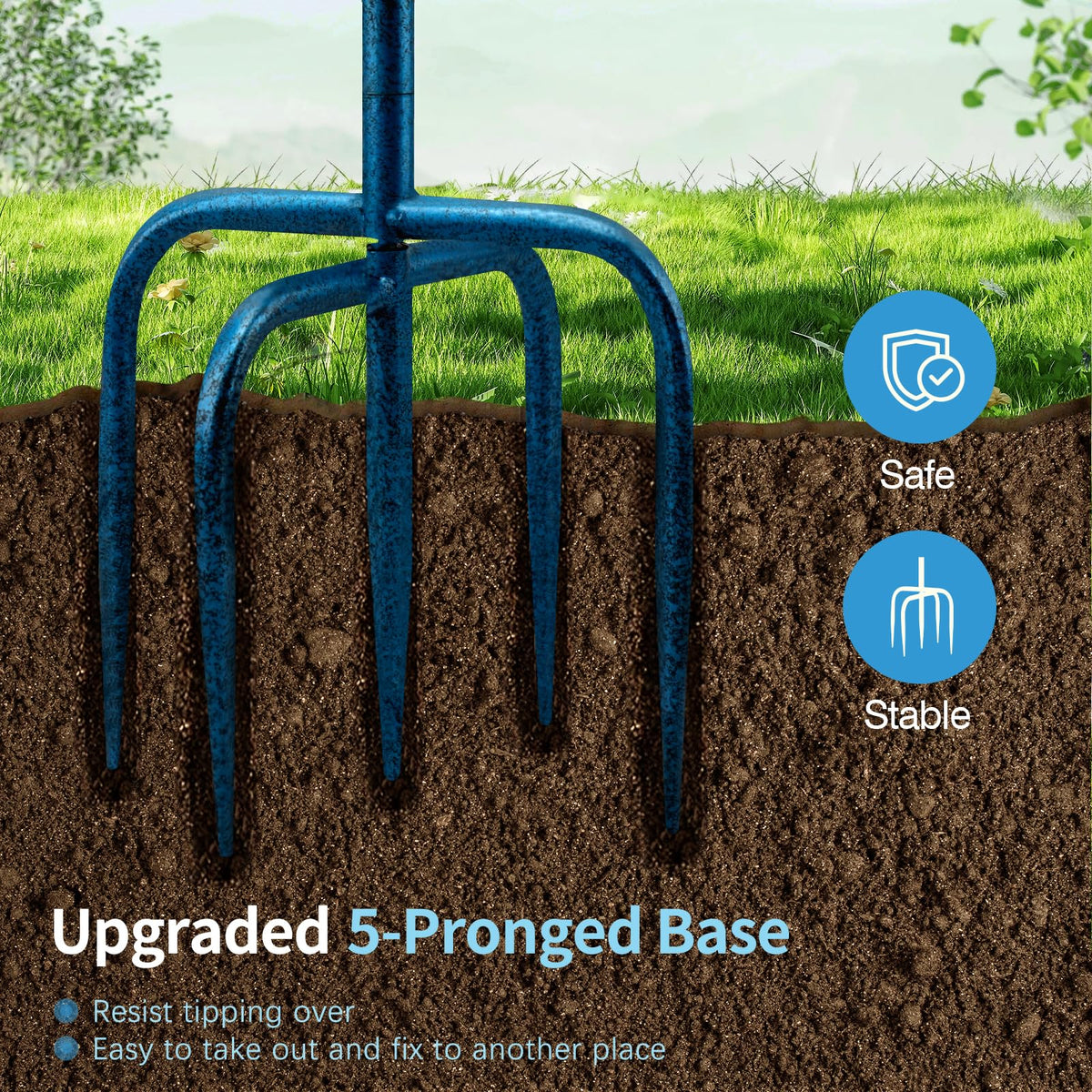 Daoeny bird bath blue features upgraded five-pronged base for stability.