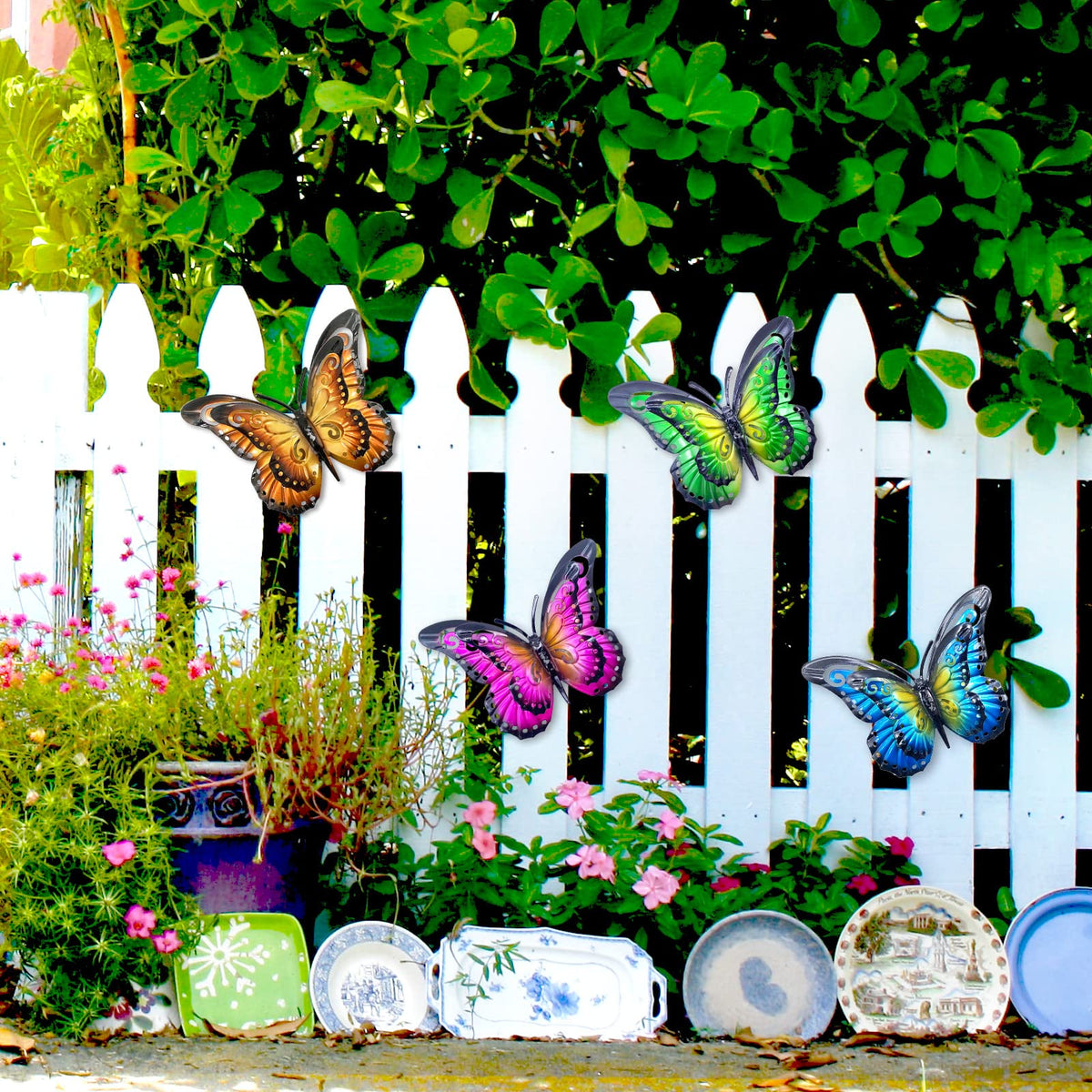 Daogtc butterfly wall art adds garden charm with weather-resistant finish
