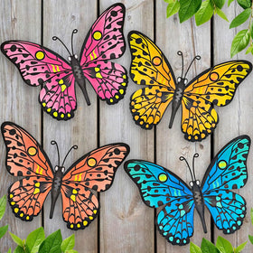 Daogtc metal butterfly wall decor adds color to outdoor fences.