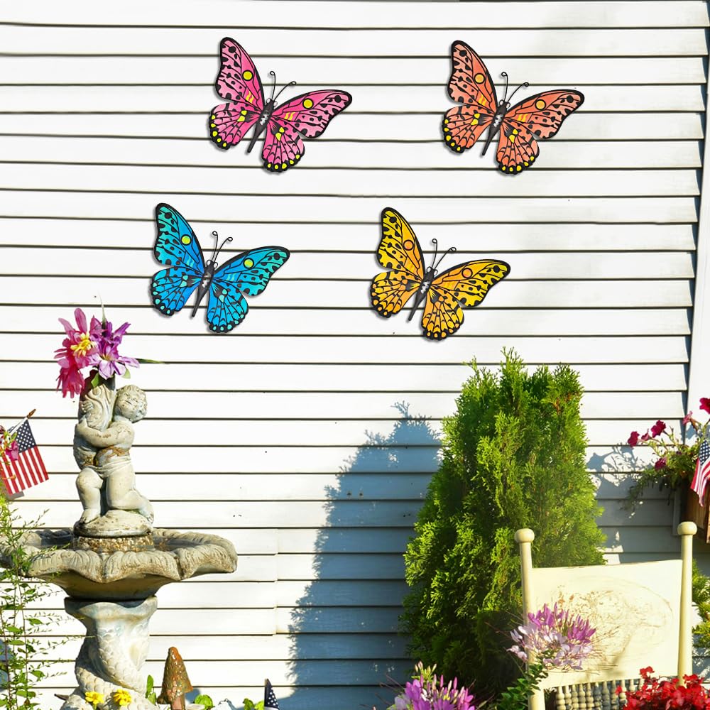 Daogtc butterfly wall art brightens garden walls with durable coating.