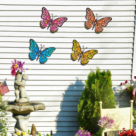 Daogtc butterfly wall art brightens garden walls with durable coating.