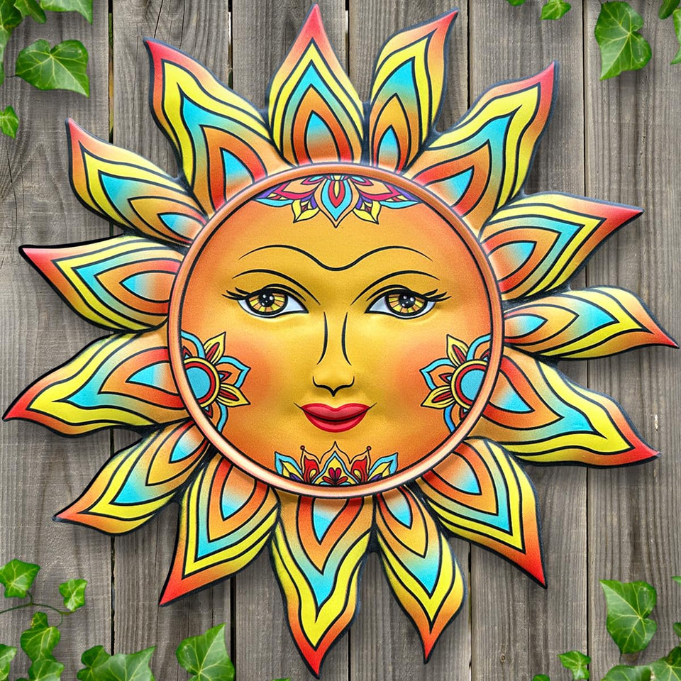 Daogtc metal sunflower wall decor 13in adds warm ambient glow to walls.