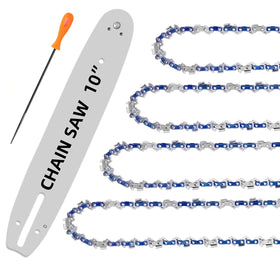 DAOLONG 10-inch bar and chain kit enables smooth pruning cuts.