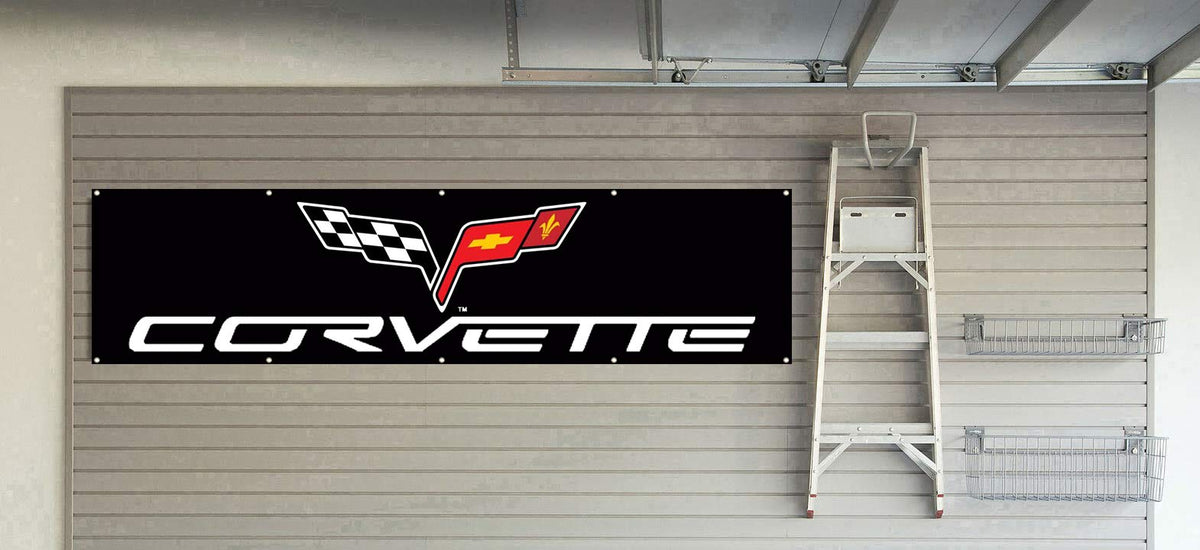 Daoops Corvette flag banner 2x8ft in bold outdoor display