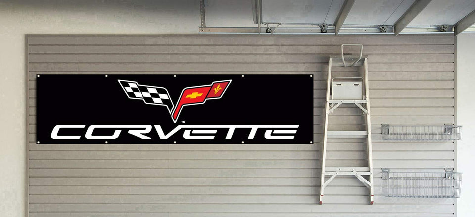 Daoops Corvette flag banner 2x8ft in bold outdoor display