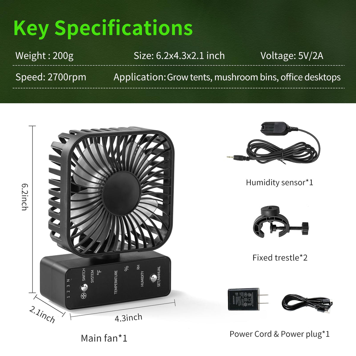 DAOTAILI compact fan ideal for desktop or small indoor gardens.