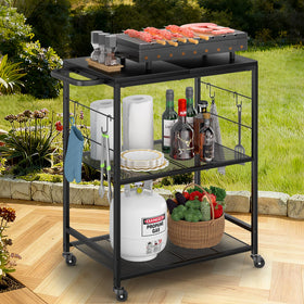 DAOUTIME grill cart with rust-resistant top offering a portable outdoor prep space
