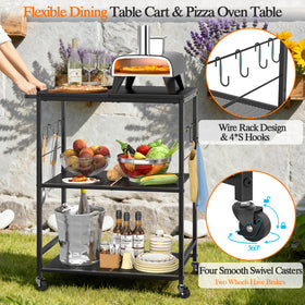 DAOUTIME movable grill cart with four casters for easy repositioning