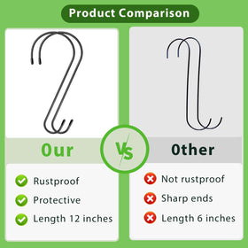 Dapute 12-inch S-hook used to hang a bird feeder outdoors.
