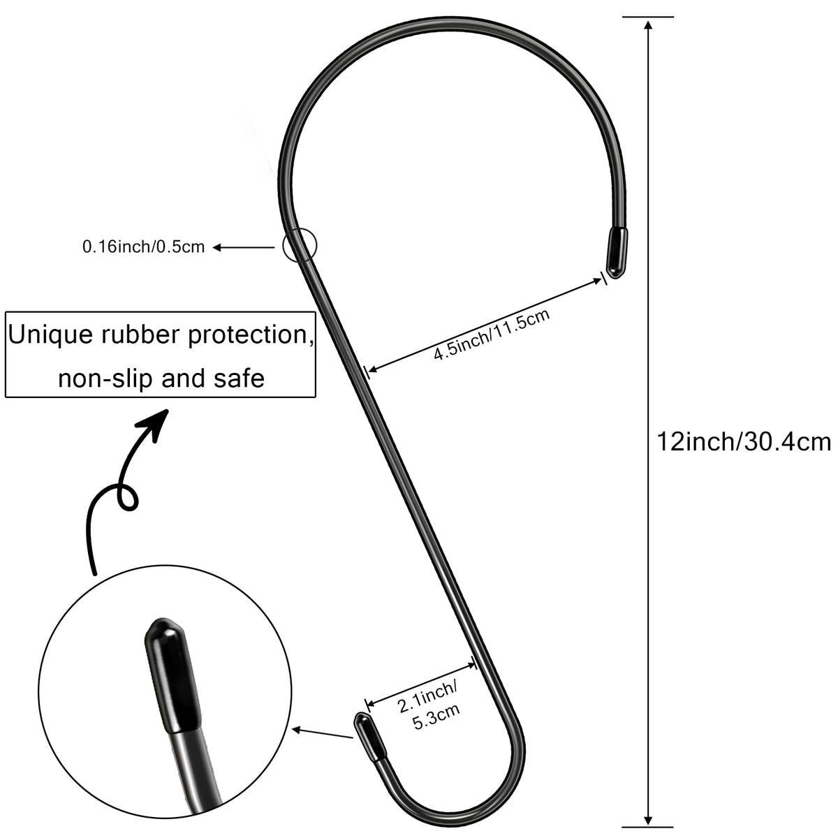 Dapute 4 mm thick steel hook supports heavy pots securely.