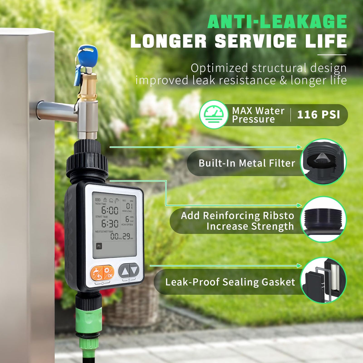 Dar Darouxiao outdoor garden use scene for versatile lawn watering.