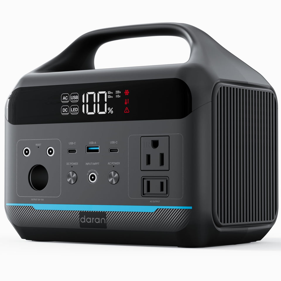 DARAN portable power station with 600W outlets powers essentials on the go.