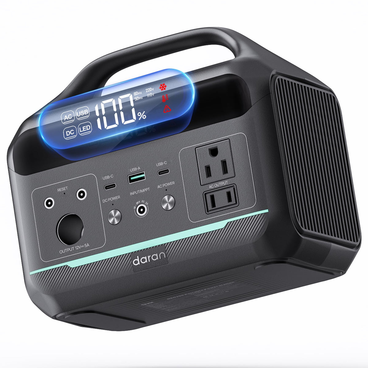 DaranEner portable power station 300W front view powering devices on the go.
