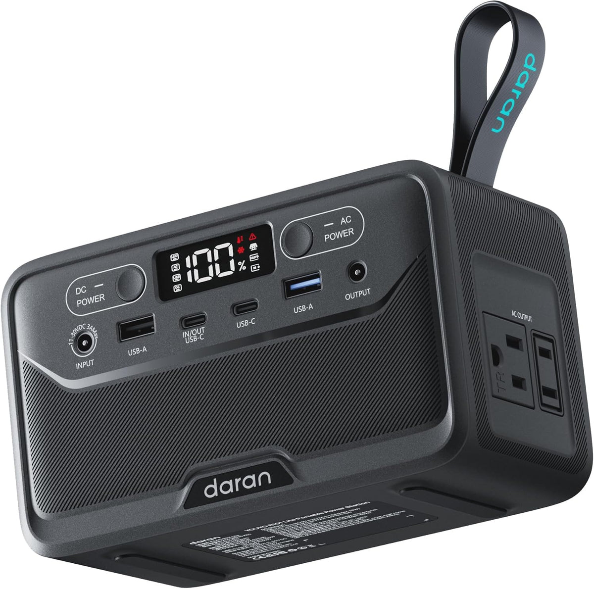 DaranEner R101 Lite front view showing compact travel-ready power station.