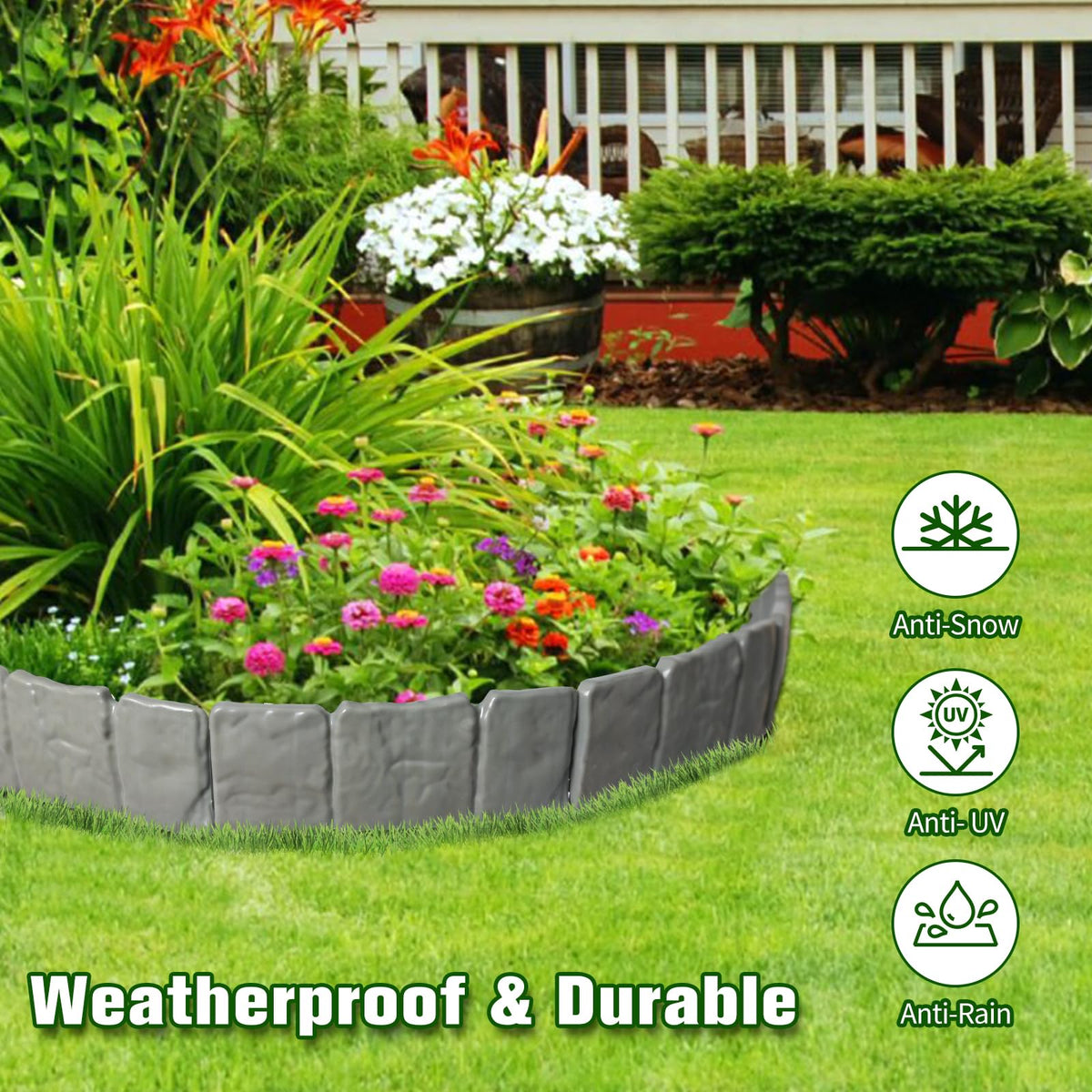 DARFULA edging stays in place against wind and rain after proper installation