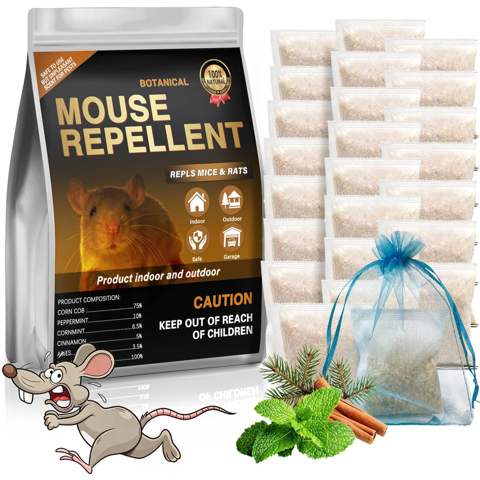 Dark Master mouse repellent pouches 24 pack packaging for simple setup