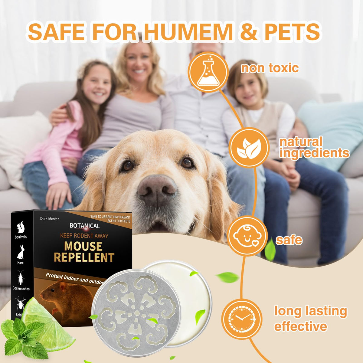 Dark Master peppermint oil mice deterrent application, ready to place on clean surfaces