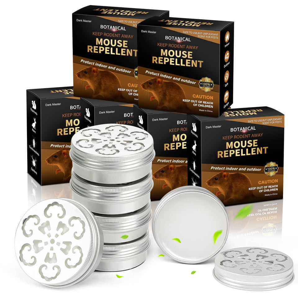 Dark Master rodent repellent 6-pack on shelf, delivering long-lasting protection against mice