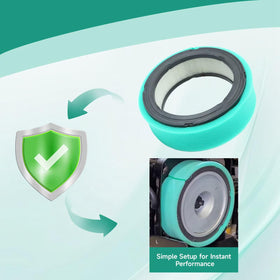 DASARYA air filter installed on a Deere mower, illustrating easy fitment.