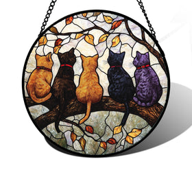 DASTOLL 5 Cats on a Branch suncatcher brightens windows with playful decor.