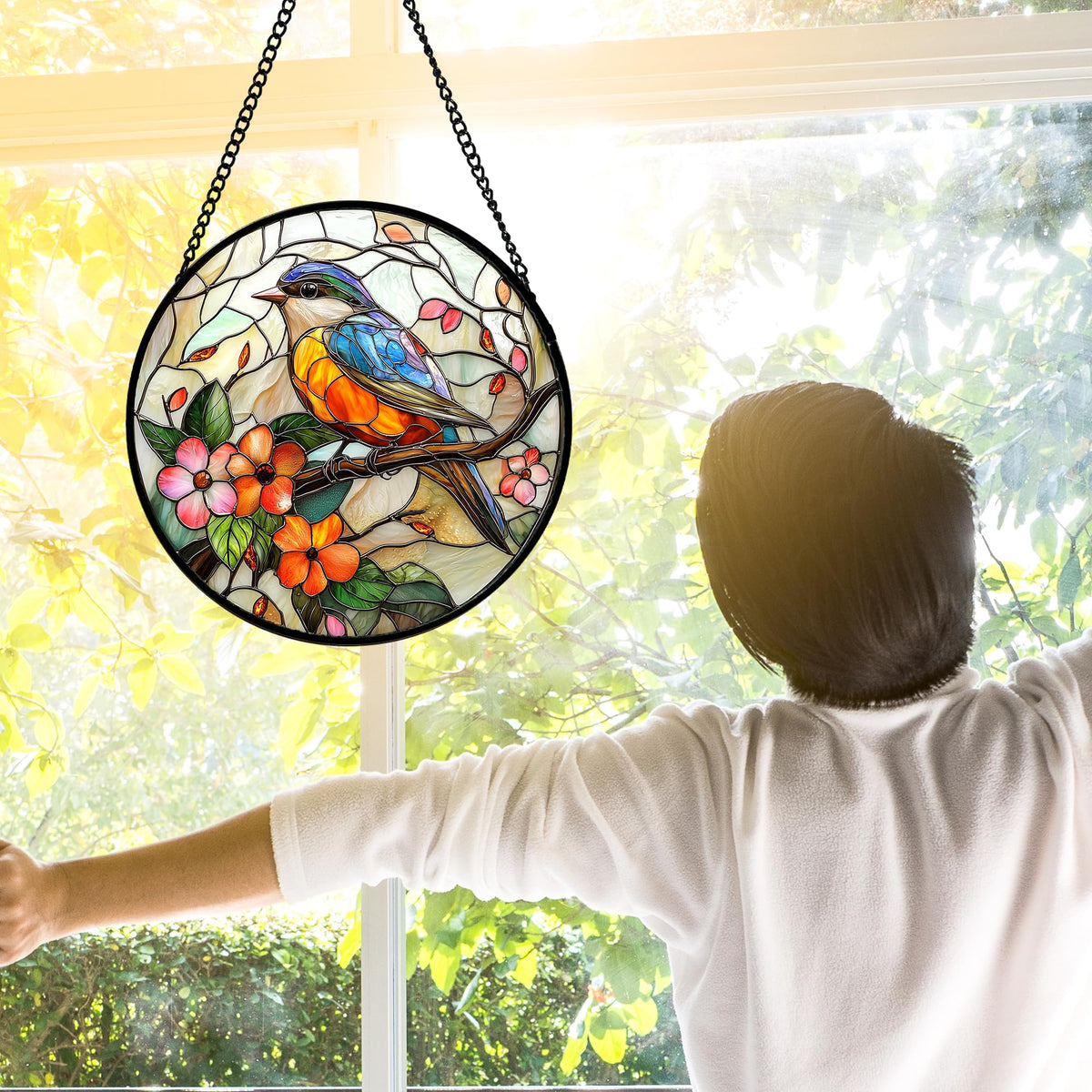 DASTOLL two-sided light transmission suncatcher makes colors glow from multiple angles.