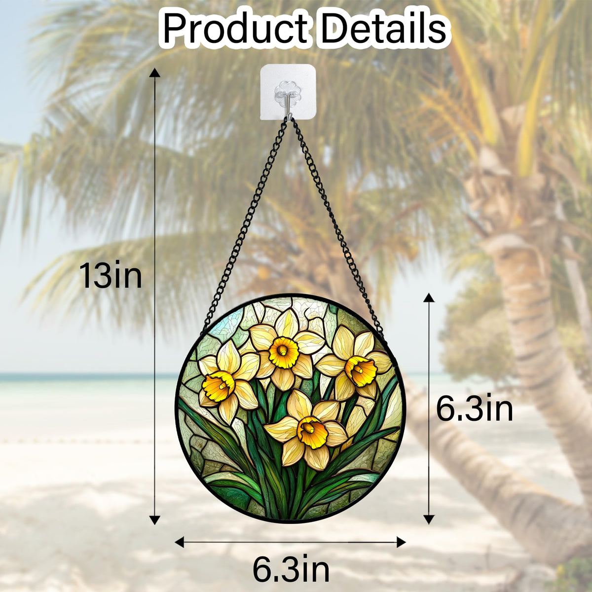 DASTOLL daffodil stained glass ornament brightening a wall