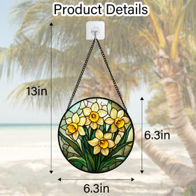 DASTOLL daffodil stained glass ornament brightening a wall