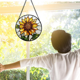 DASTOLL Diamond Glass Suncatcher hangs easily with a metal chain for window use.