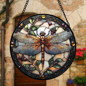 DASTOLL dragonfly stained glass in full sun cascading colorful reflections