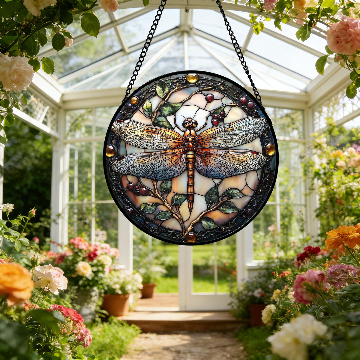 DASTOLL dragonfly glass decor on porch or door for cheerful tones