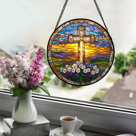 DASTOLL Easter daisy glass hanging adds color and charm to any window