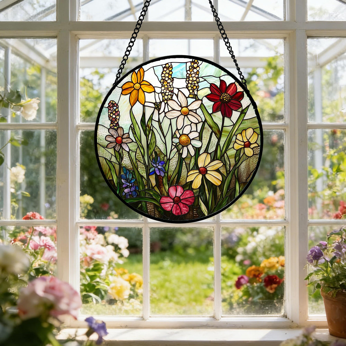DASTOLL metal chain included for quick easy hanging on windows or doors.